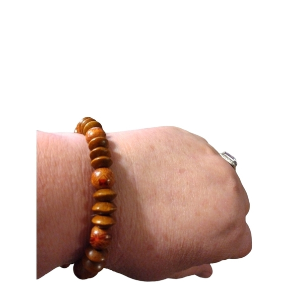 Black Market Minerals Wooden Beads Adjustable Pull Bracelet - Picture 2 of 4